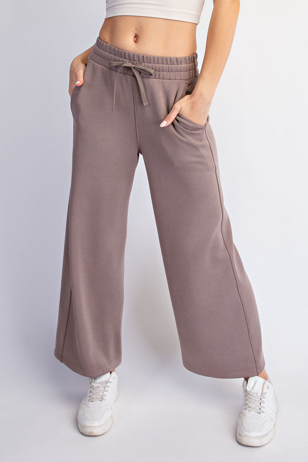 MODAL SCUBA CROPPED WIDE PANT