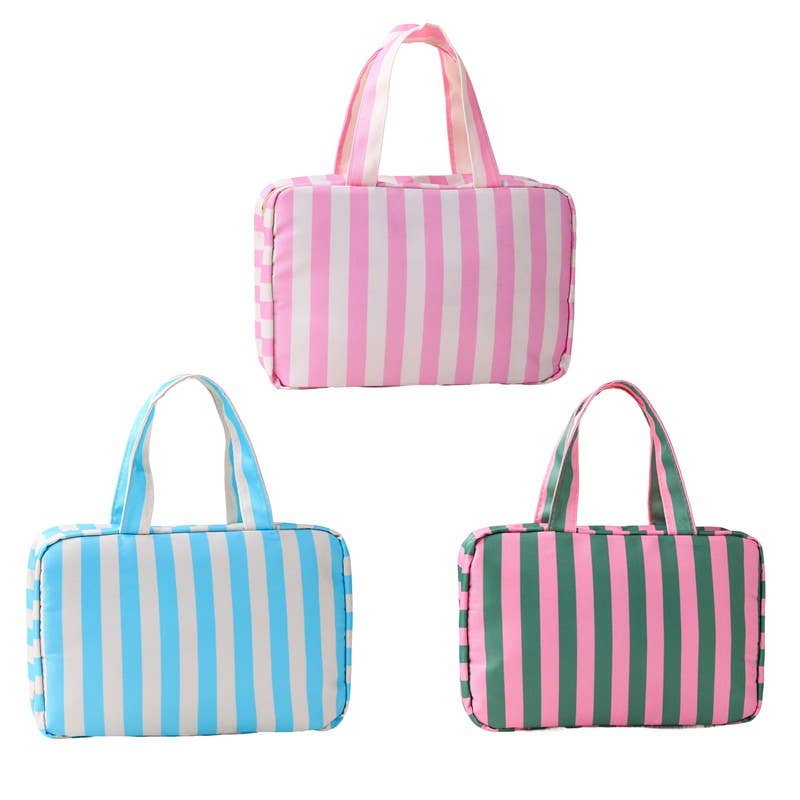 Striped Hanging Toiletry & Makeup Organizer Bag
