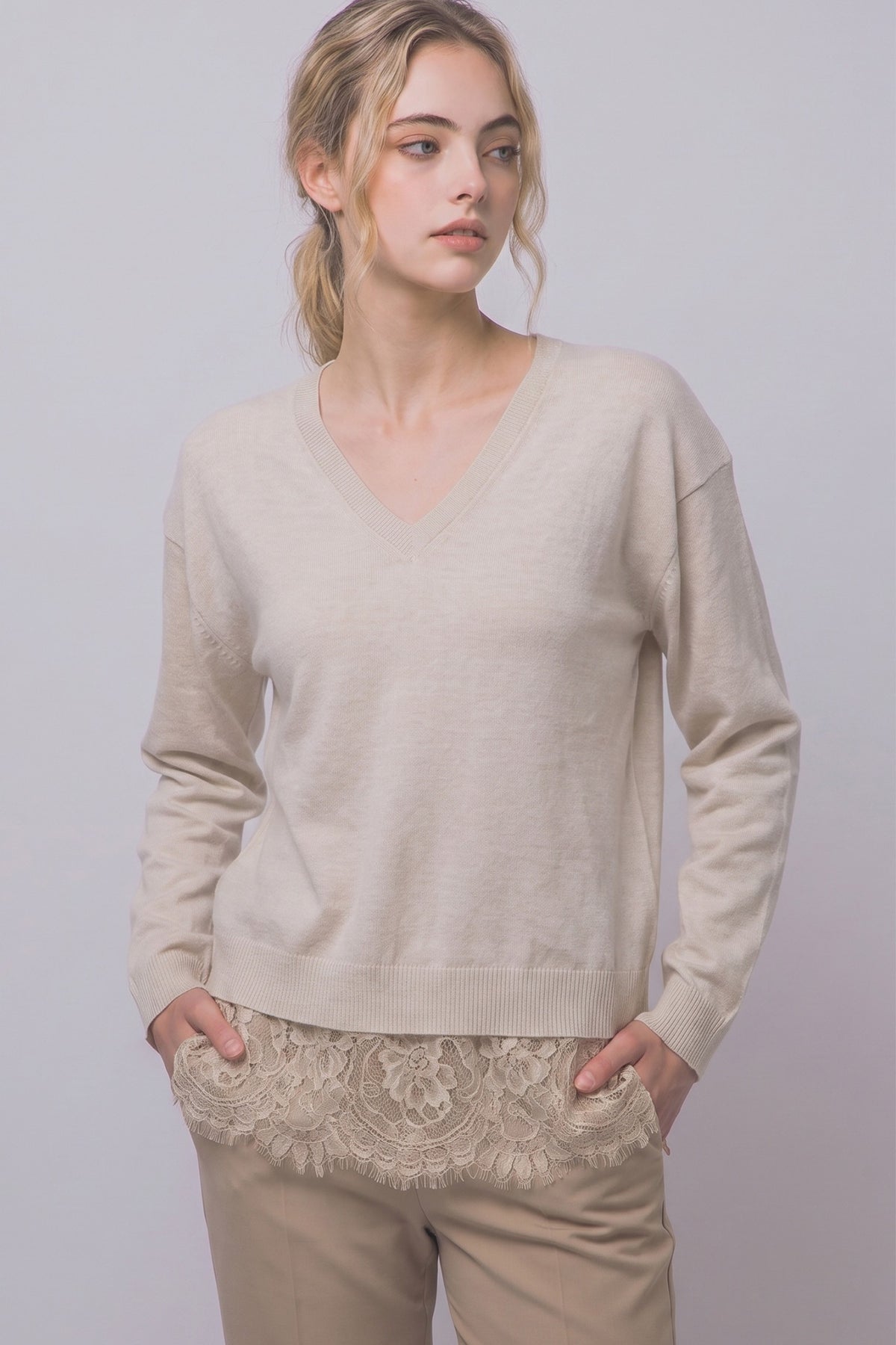 Makenzie Lace trim Sweater