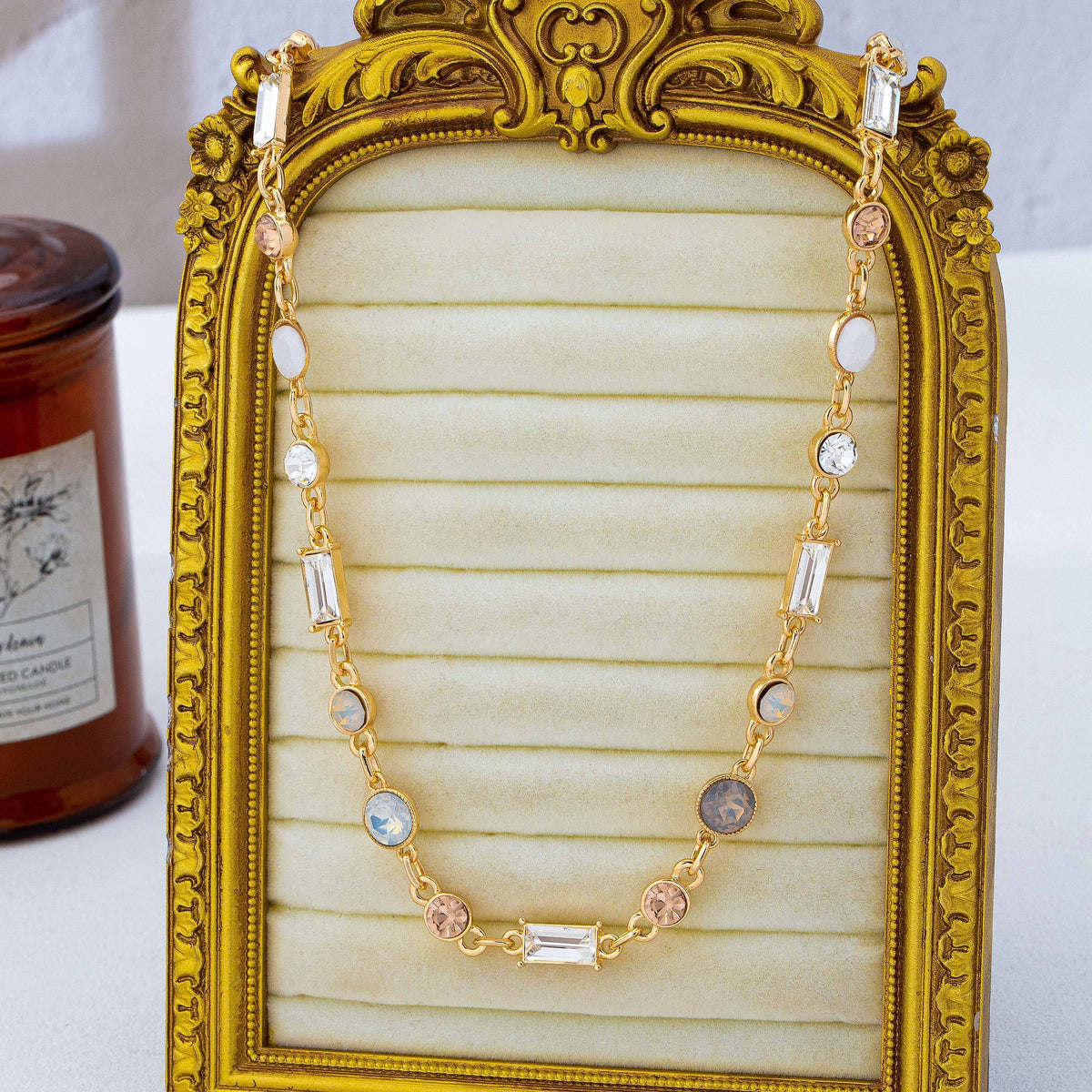 Mixed-Cut Crystal Station Statement Necklace