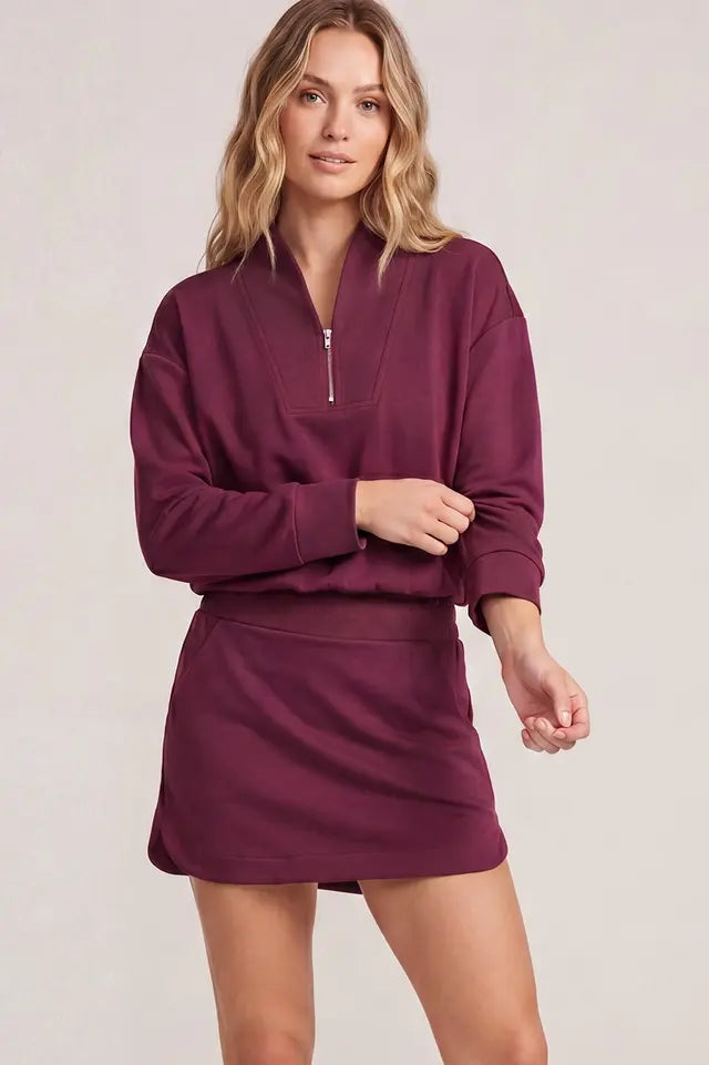 LONG SLEEVE HALF ZIP TOP AND MINI SKORT SET