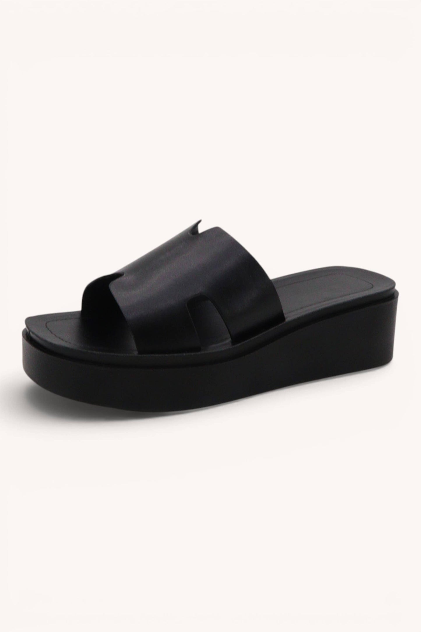 Semi Platform H-Cut Slide Sandals