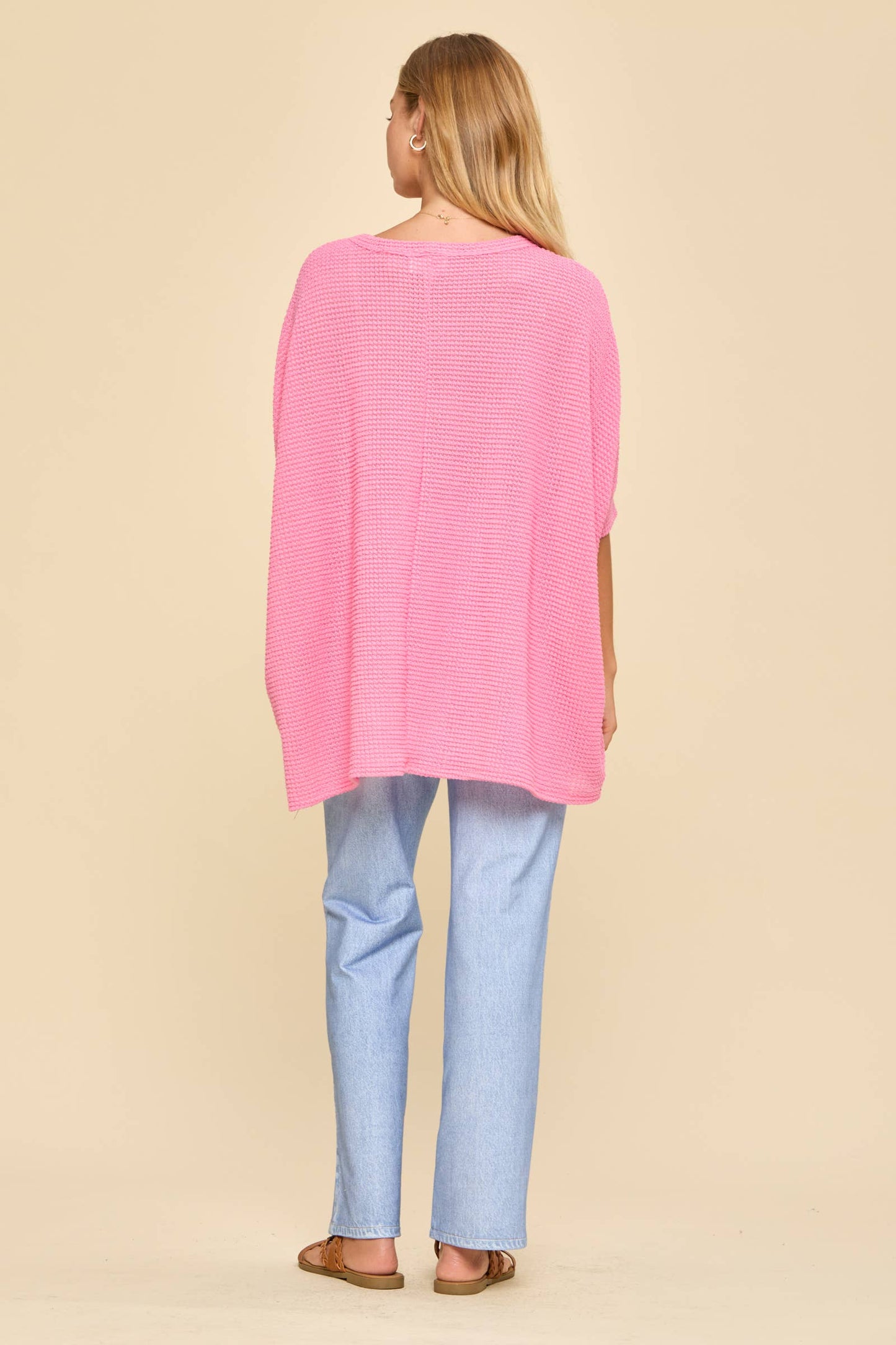 Oversized Crochet Knit Poncho Top