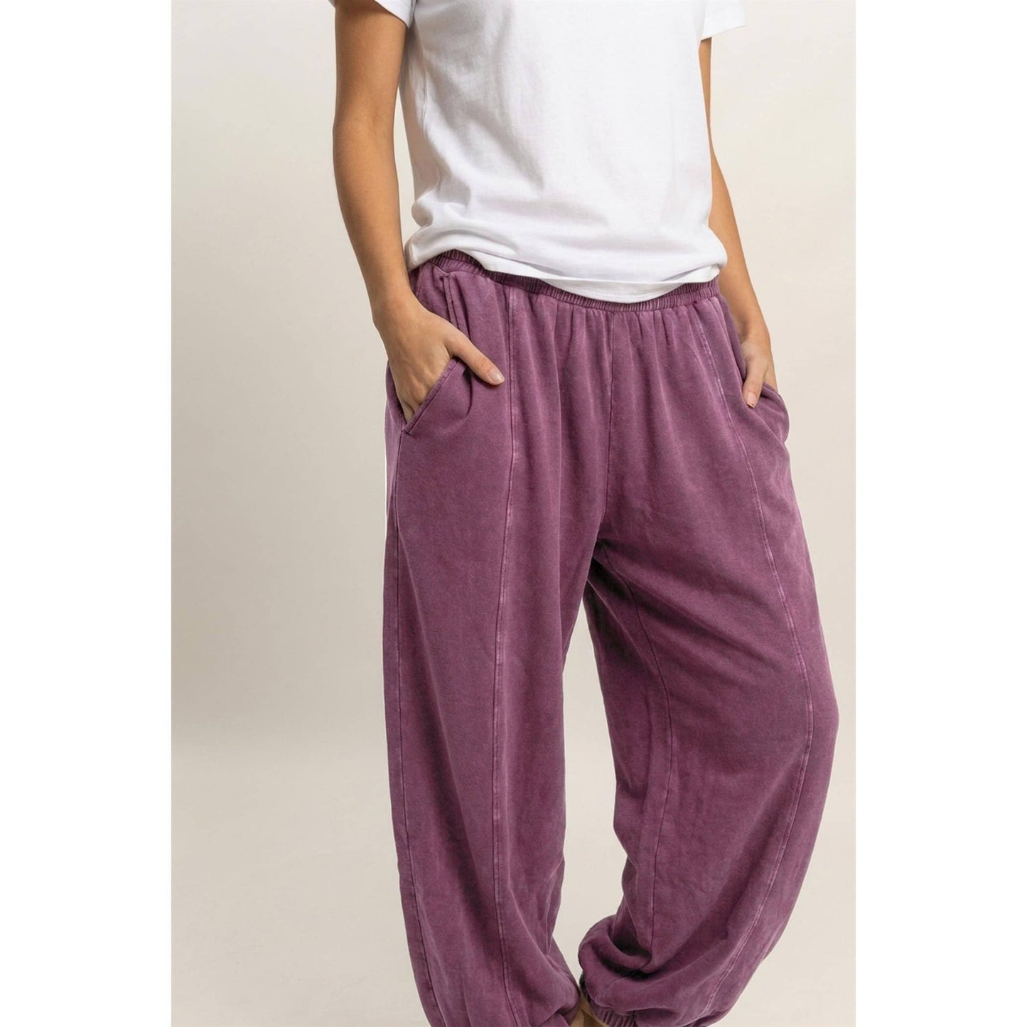 Mineral Wash Elastic Waist Jogger Pants