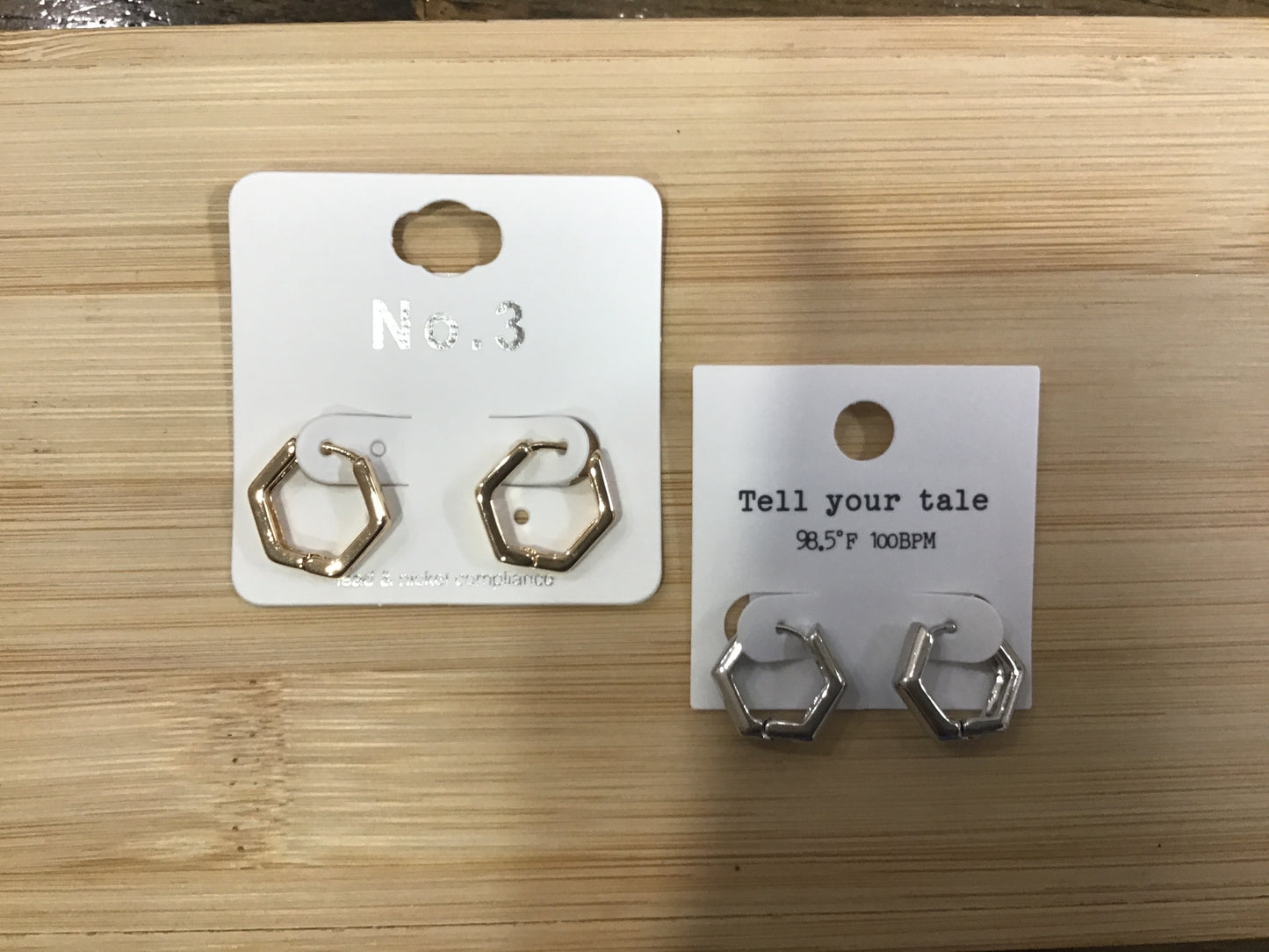Hexagon Huggie Hoops