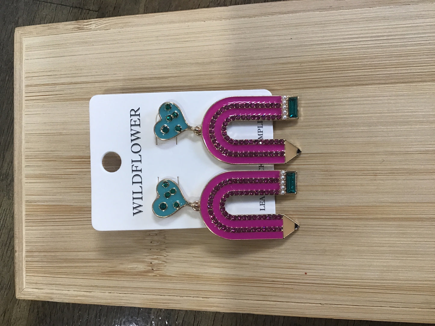 Curved Pencil & Heart Earrings