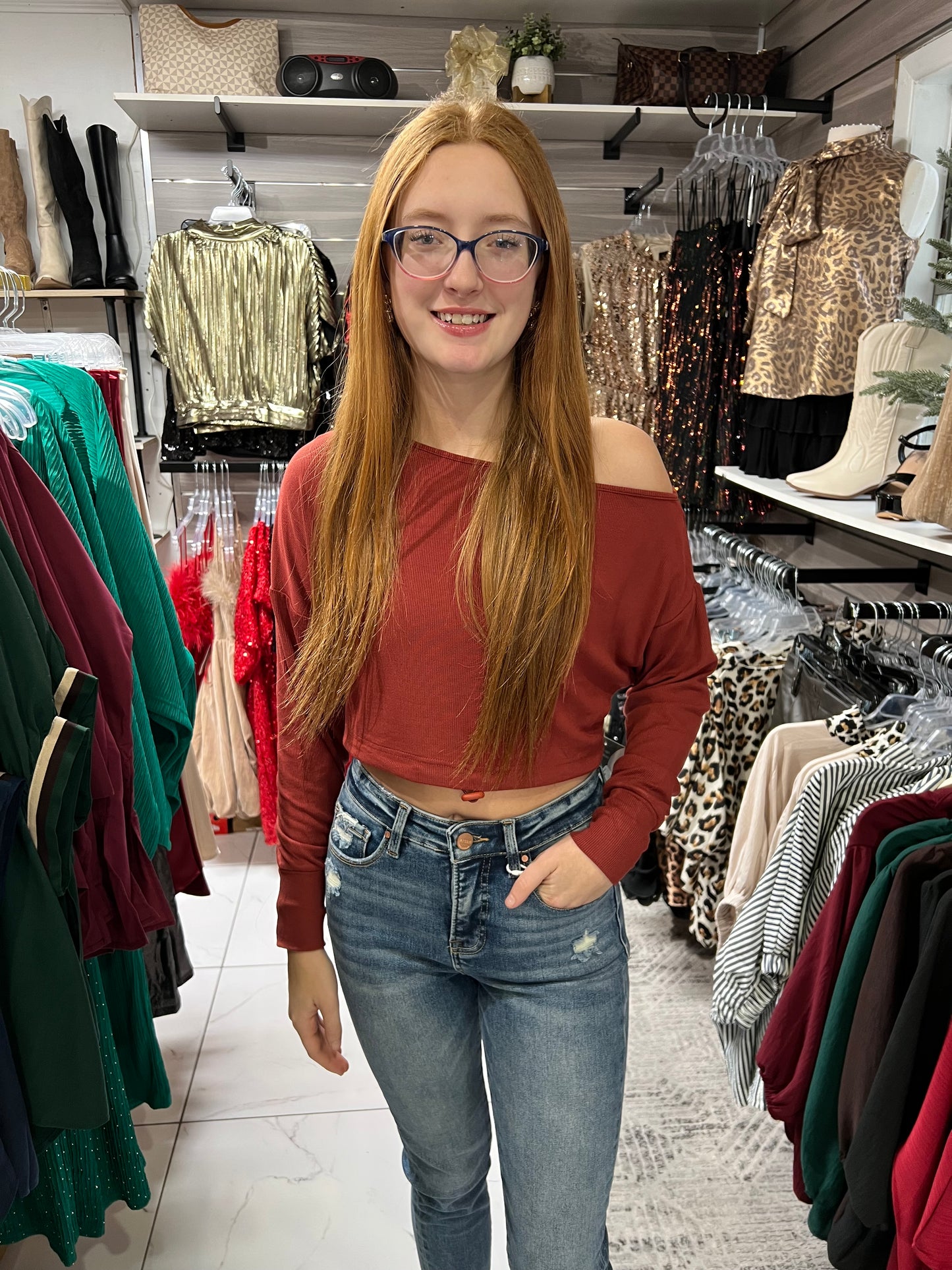 The Ansley Knit Off The Shoulder Long Sleeve