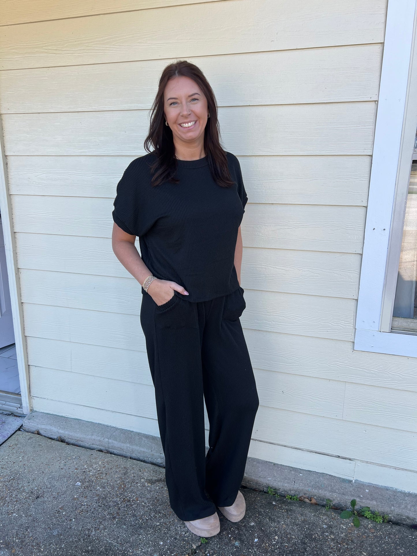 Wave Ribbed Pants Set