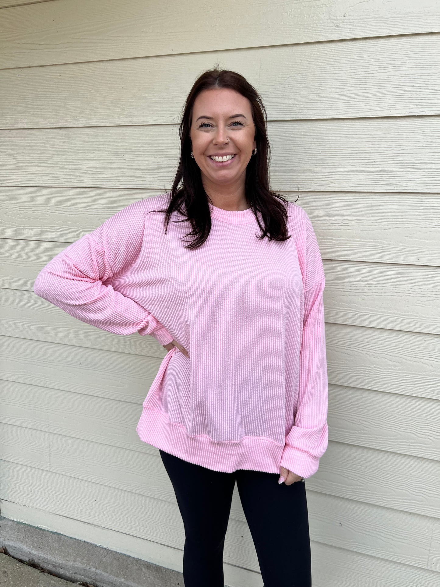 Waved Ribbed Oversized Top