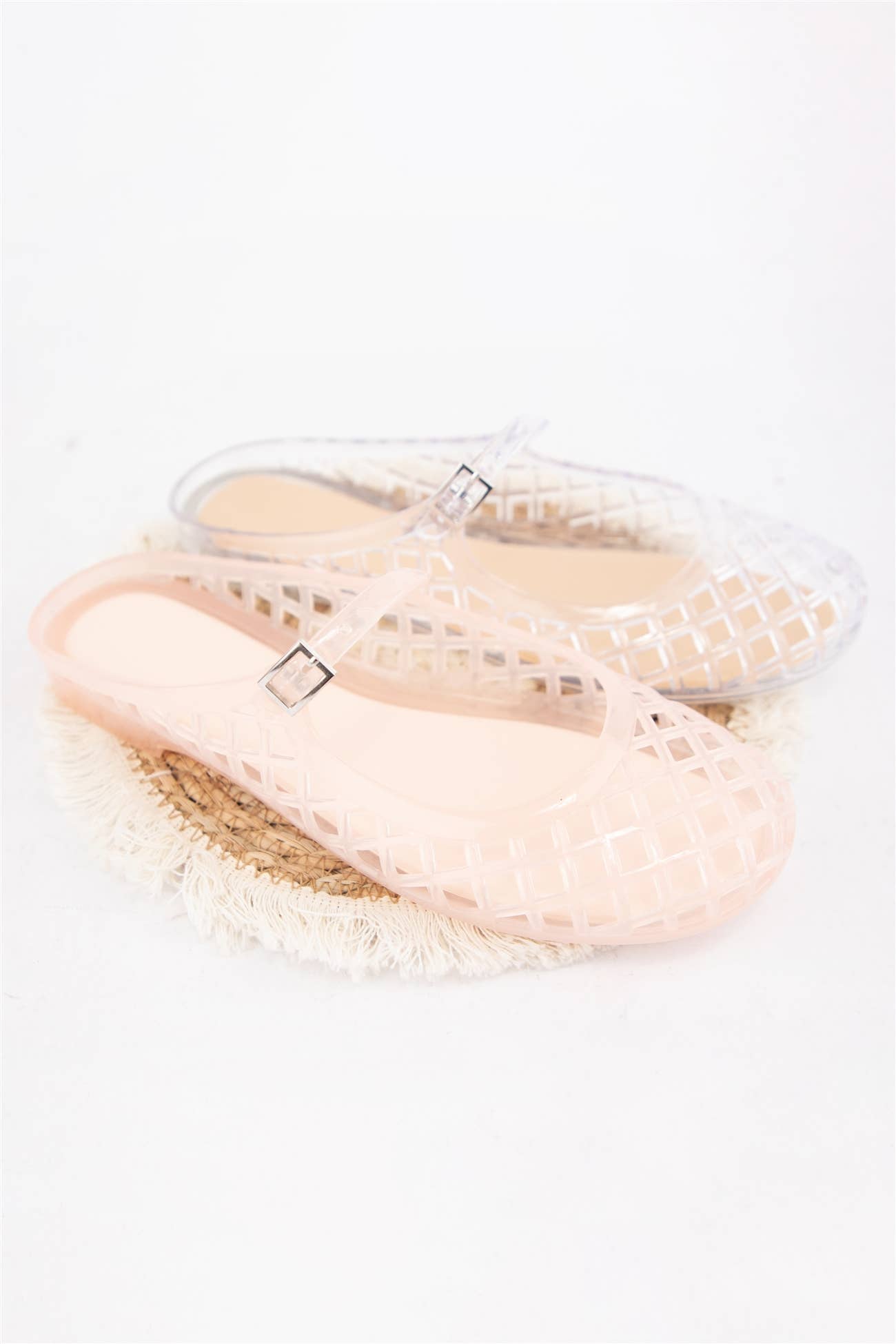 Jelly Mary Jane Flats Woven Lattice Mesh Shoes