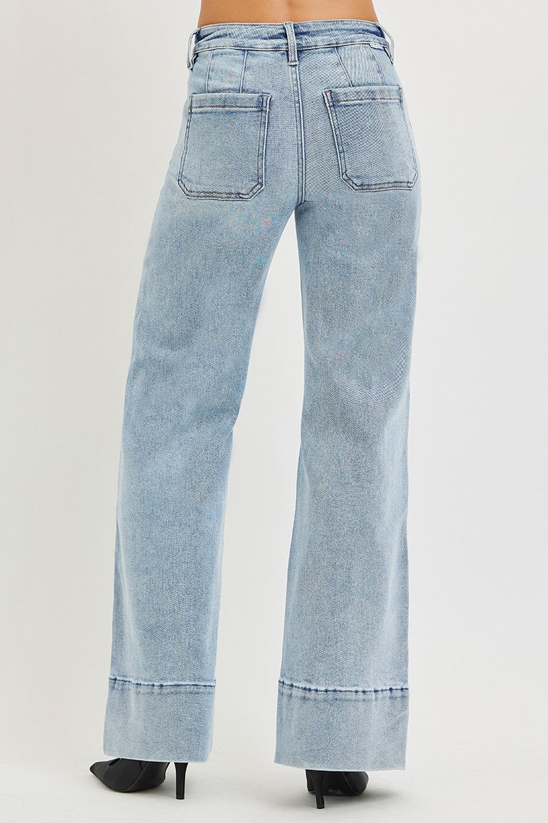 Mid Rise Wide Flare Jeans