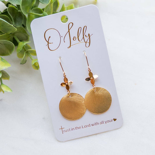 Gold Flower Connector Earrings