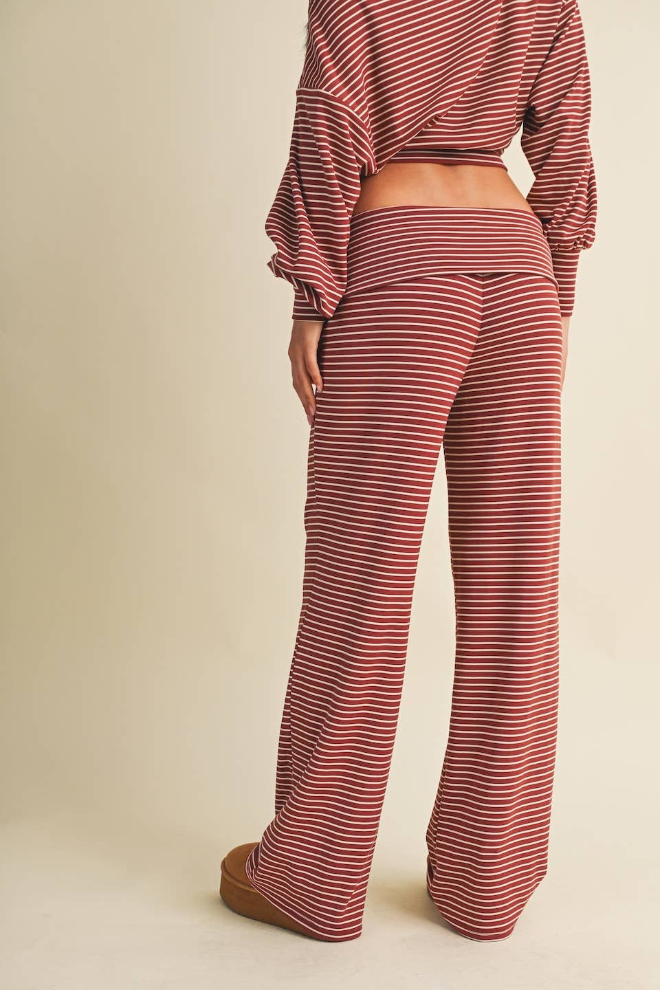 Striped Relaxed Foldover Pants