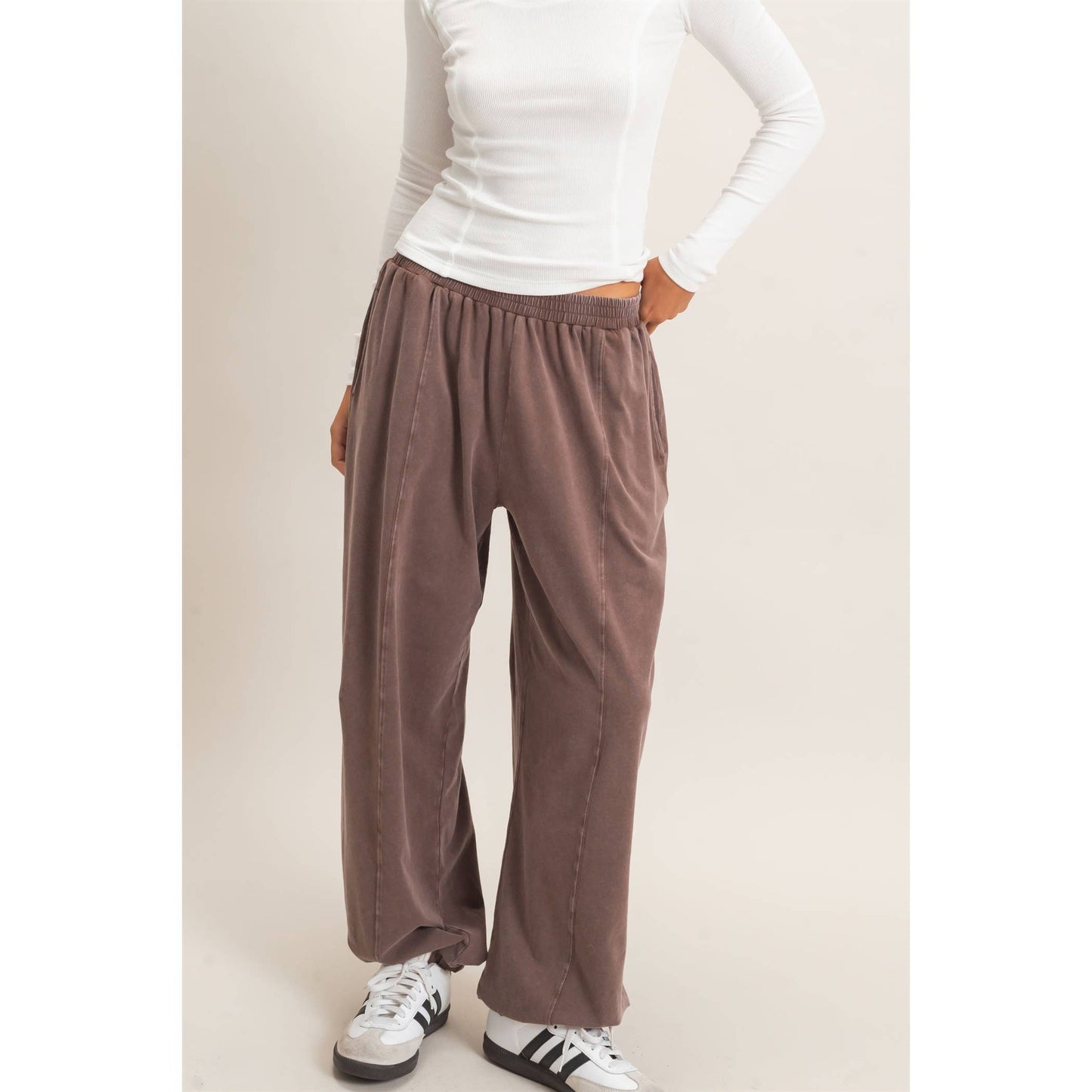 Mineral Wash Elastic Waist Jogger Pants
