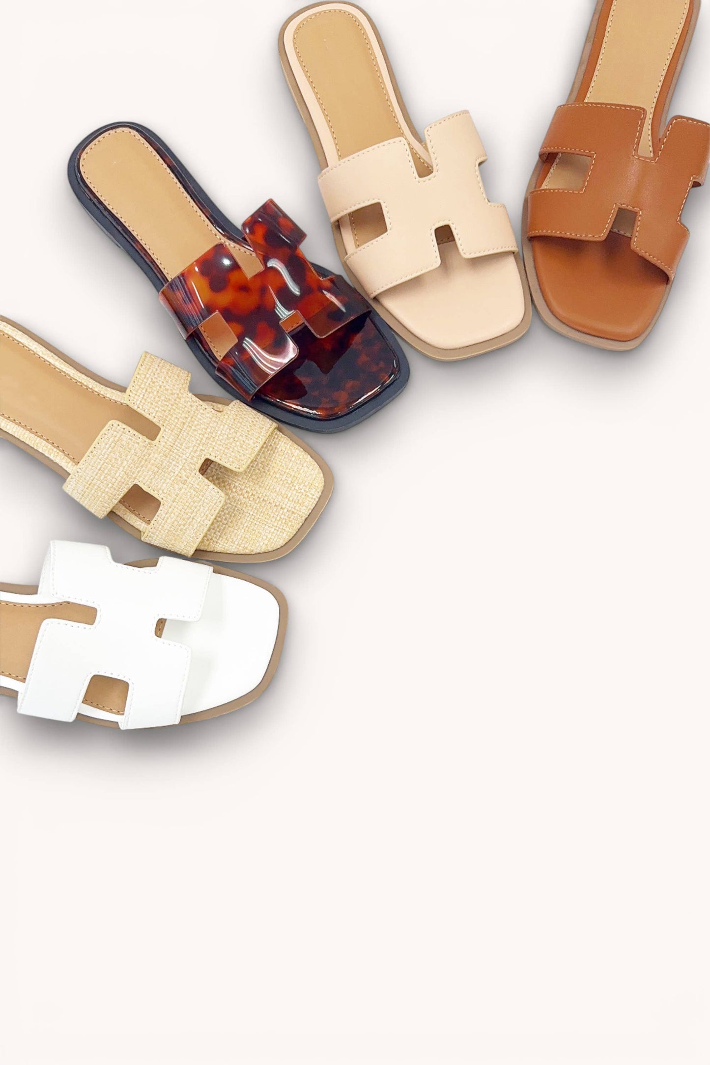ELIO-20 SLEEK H-STRAP CHIC SQUARE TOE SHAPE SLIDE ON FLAT SA