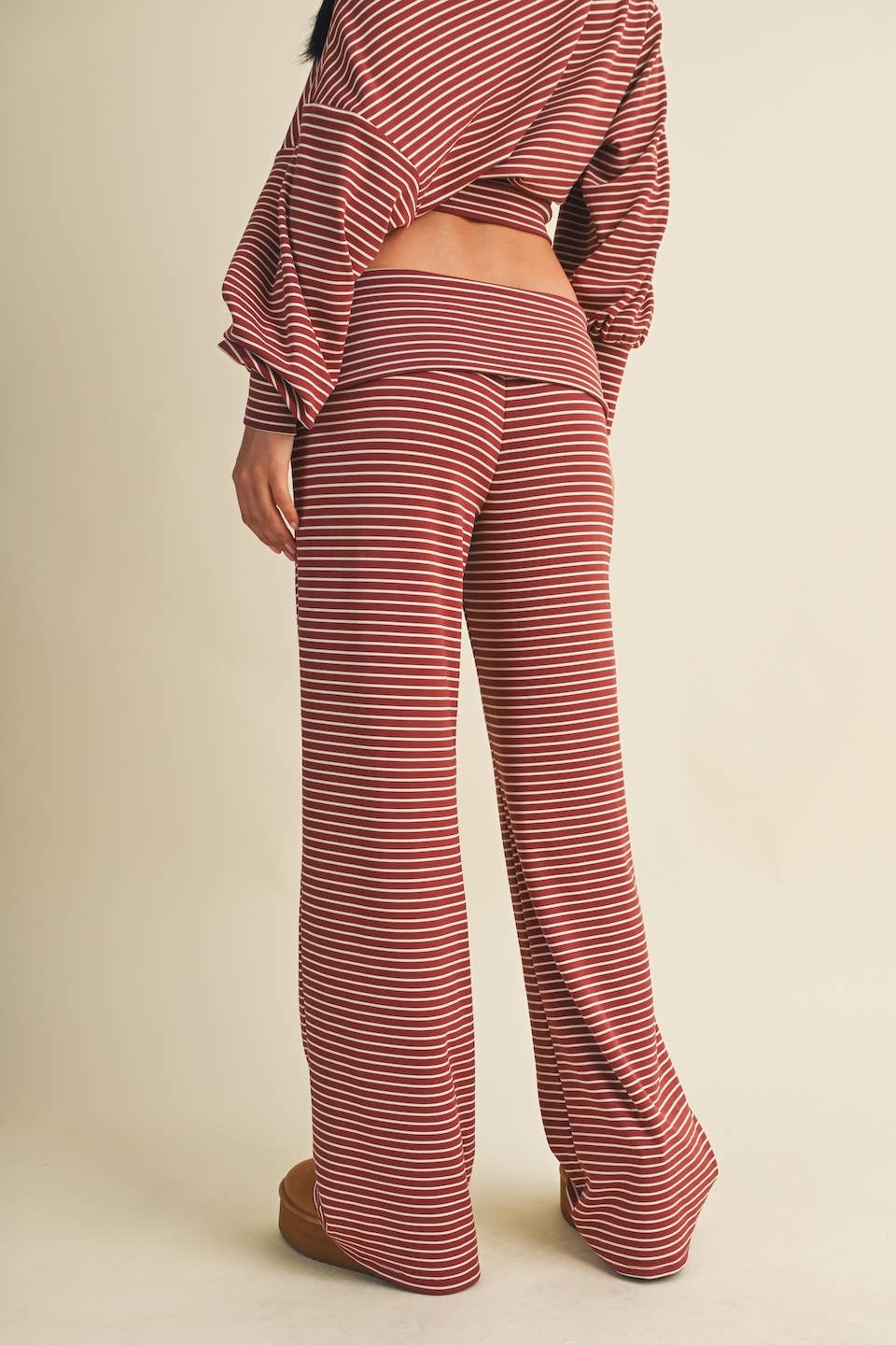 Striped Relaxed Foldover Pants