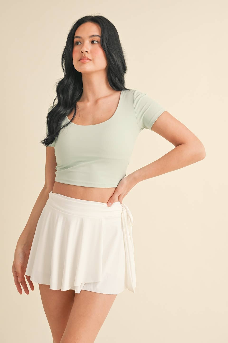 Twist Back Short Sleeve Top Mint