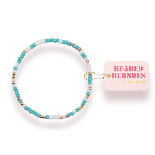 Turquoise and White Sprinkle Bracelet