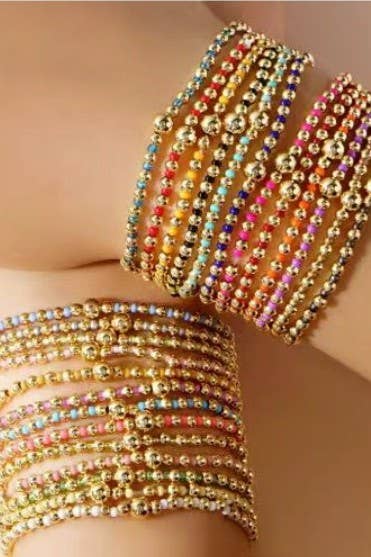 BOHO COLORFUL BALL BEADED BRACELET