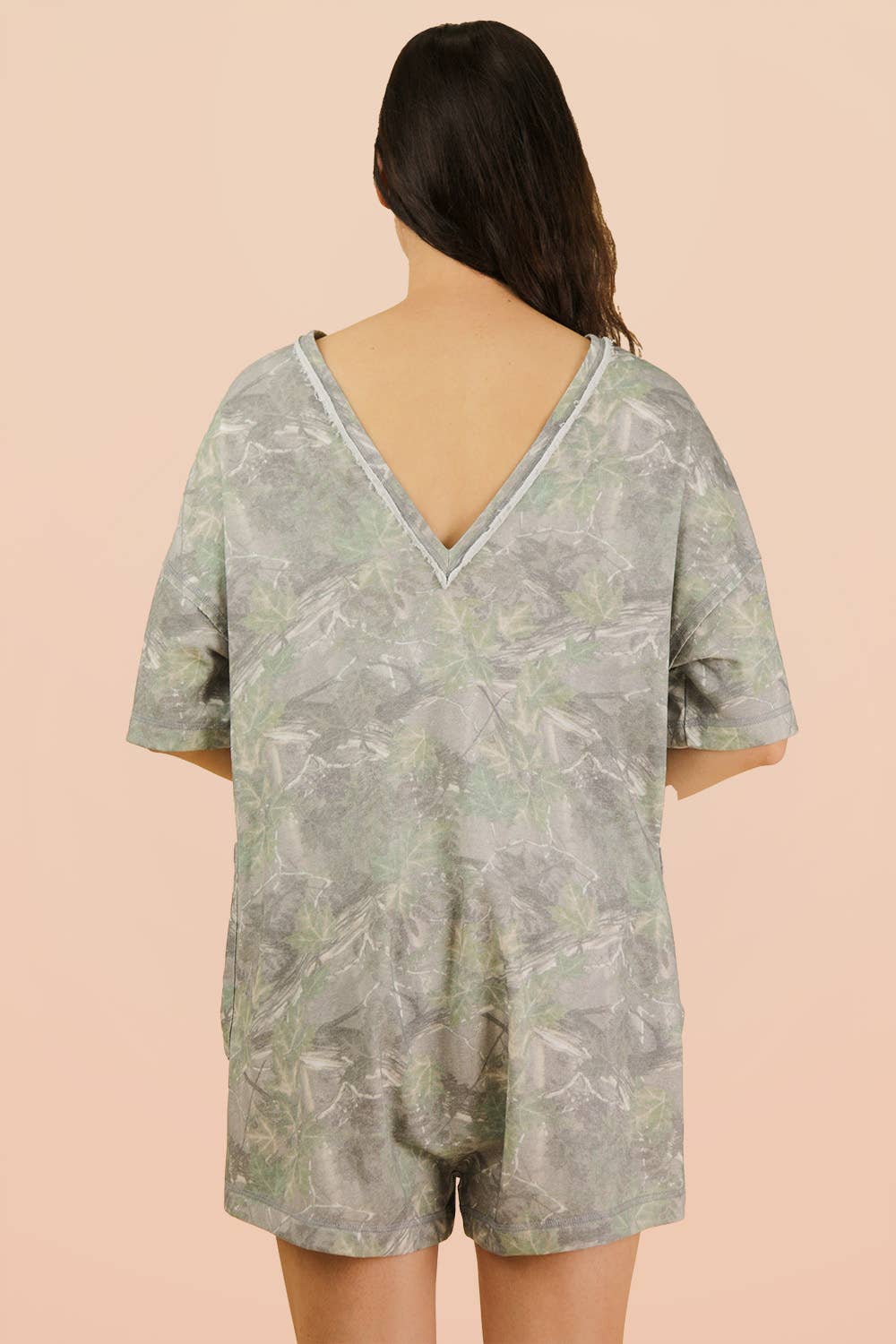 Camo Print Knit Casual Romper