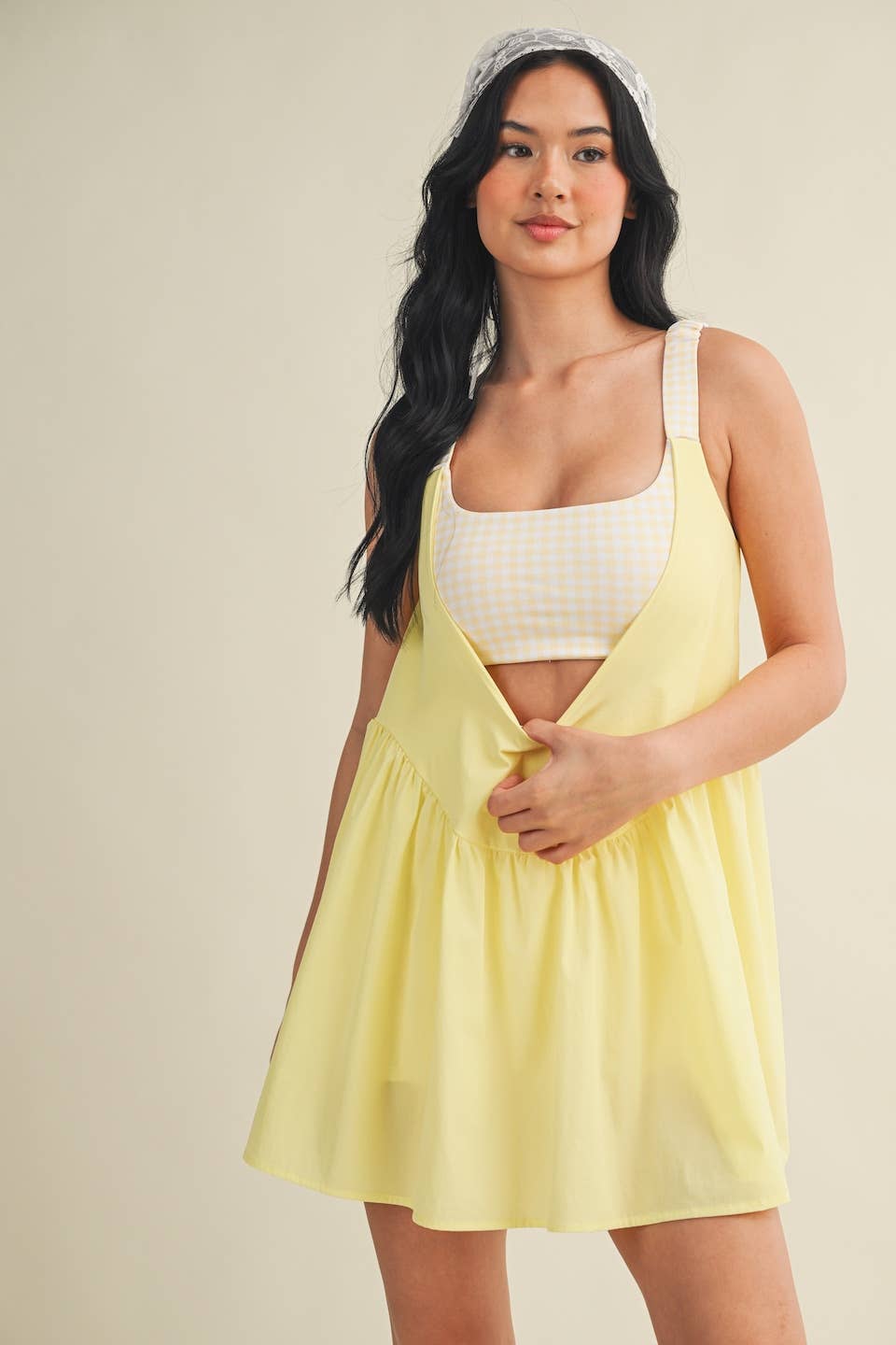 Gingham Print Double Layered Play Dress