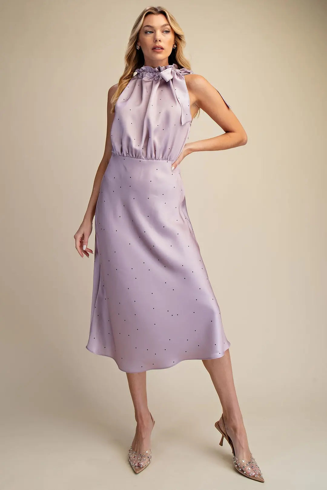 Penny Ruffle tie neck dress