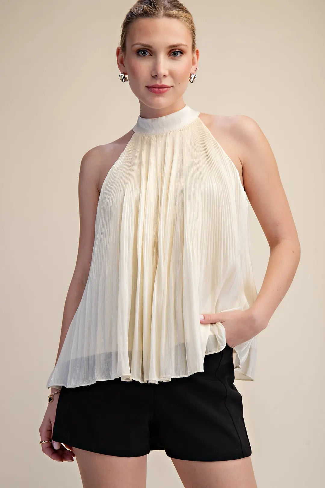Romantic Halter Pleated Dress