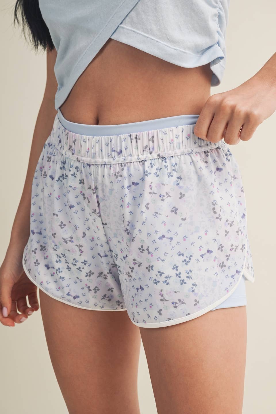 Patchwork Print Nylon Shorts