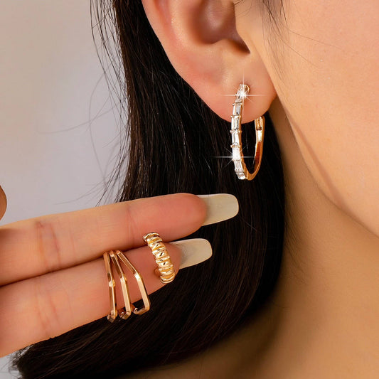 Baguette Stone Hoop, Geo Hoop Earrings