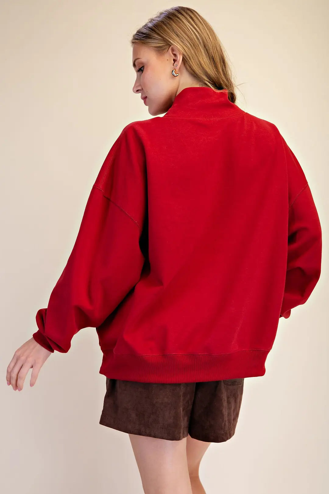 Mock Neck Long Sleeve Oversized Pullover Sweatshirt