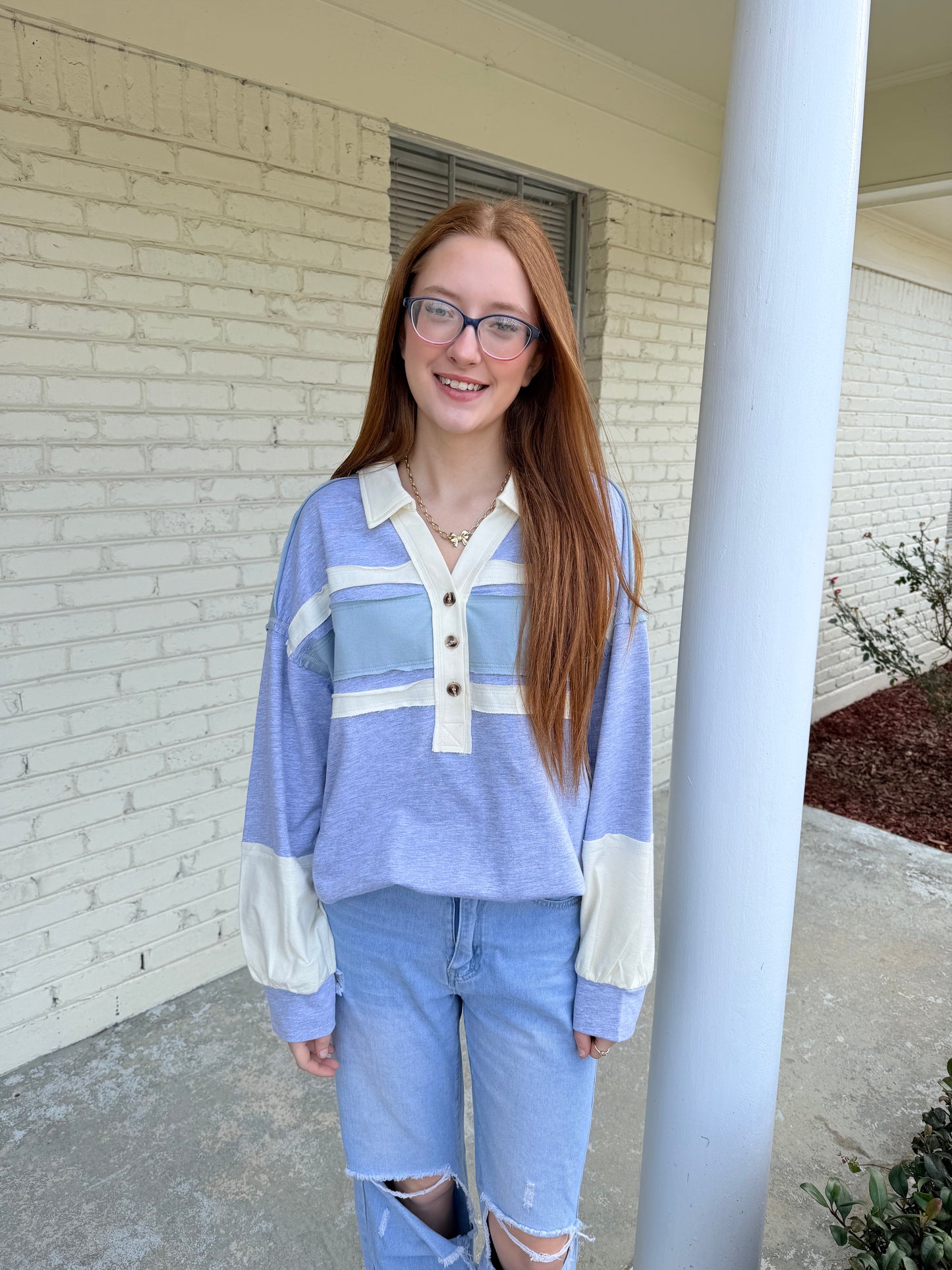 Kaitlyn Color Block Casual Knit Top