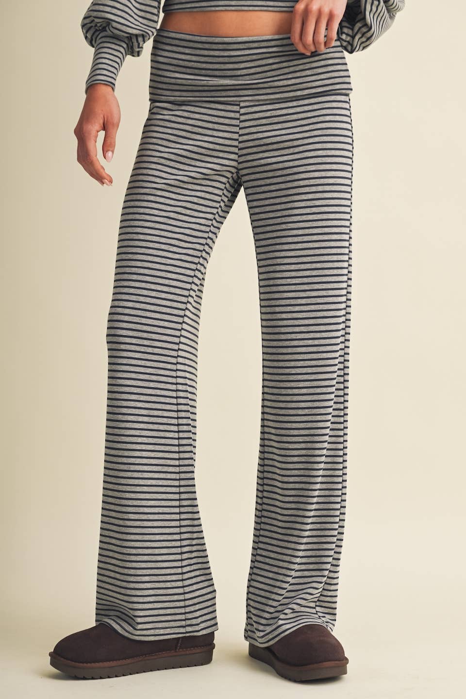 Striped Relaxed Foldover Pants