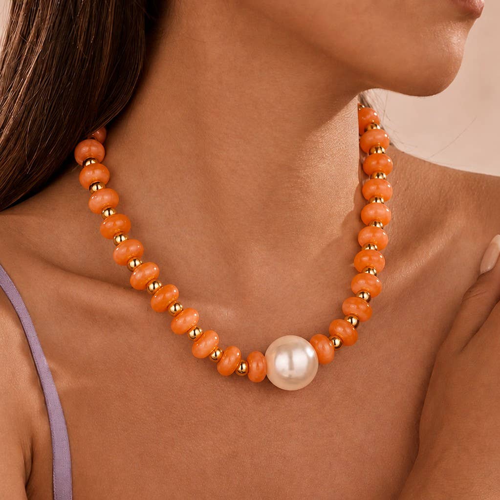 Pearl Pendant Resin Beaded Necklaces