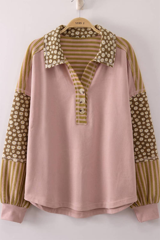Daisy Stripe Contrast Top