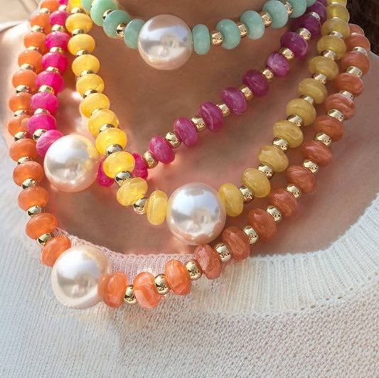 Pearl Pendant Resin Beaded Necklaces