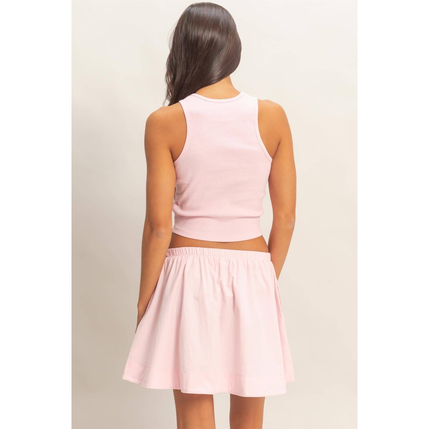 Sleeveless Ribbed Top And Skirt Set