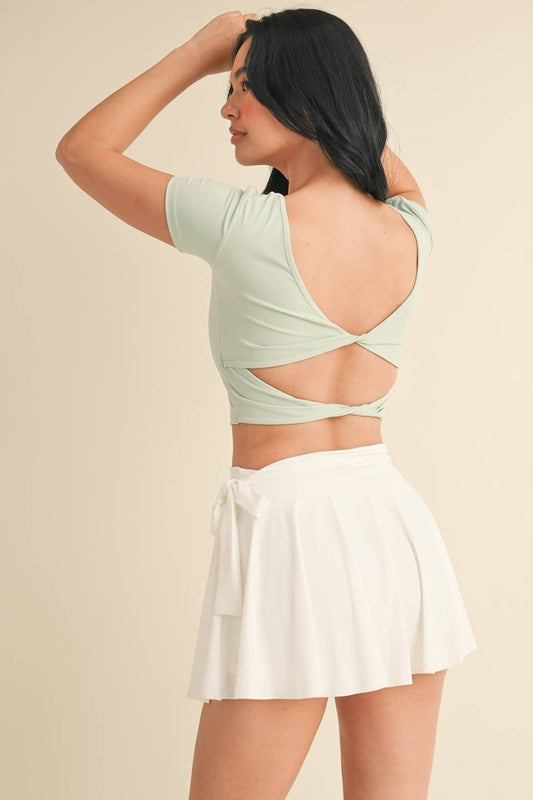 Twist Back Short Sleeve Top Mint