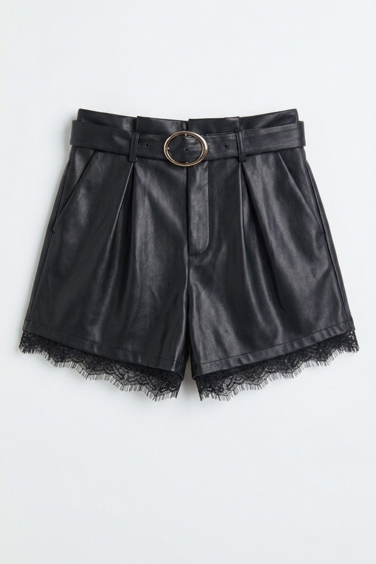 Lucy leather lace trim shorts