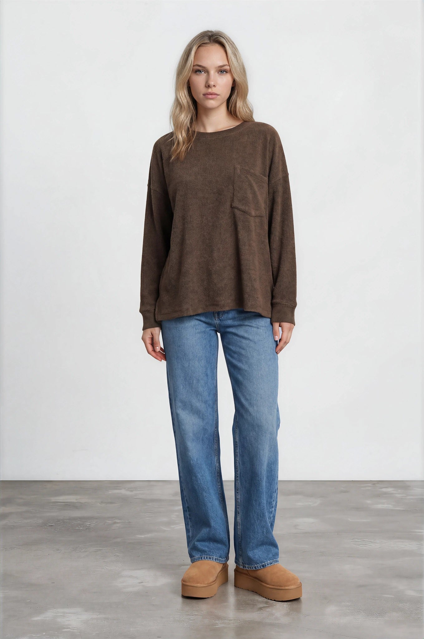 Oversized Long Sleeve Textured Knit Top