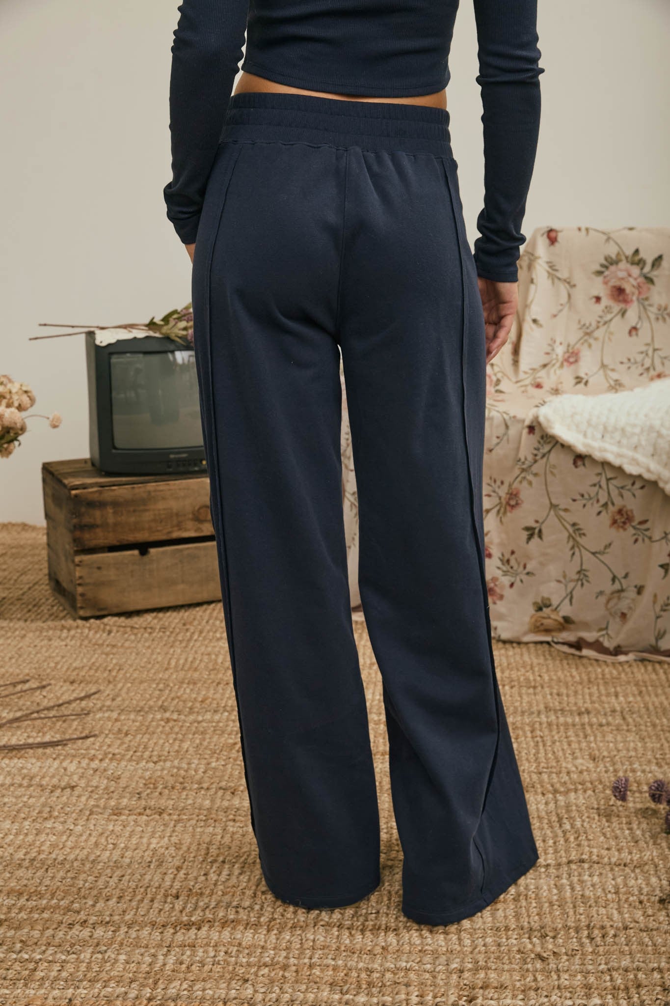 Elastic Waist Side Panel Knit Lounge Pants