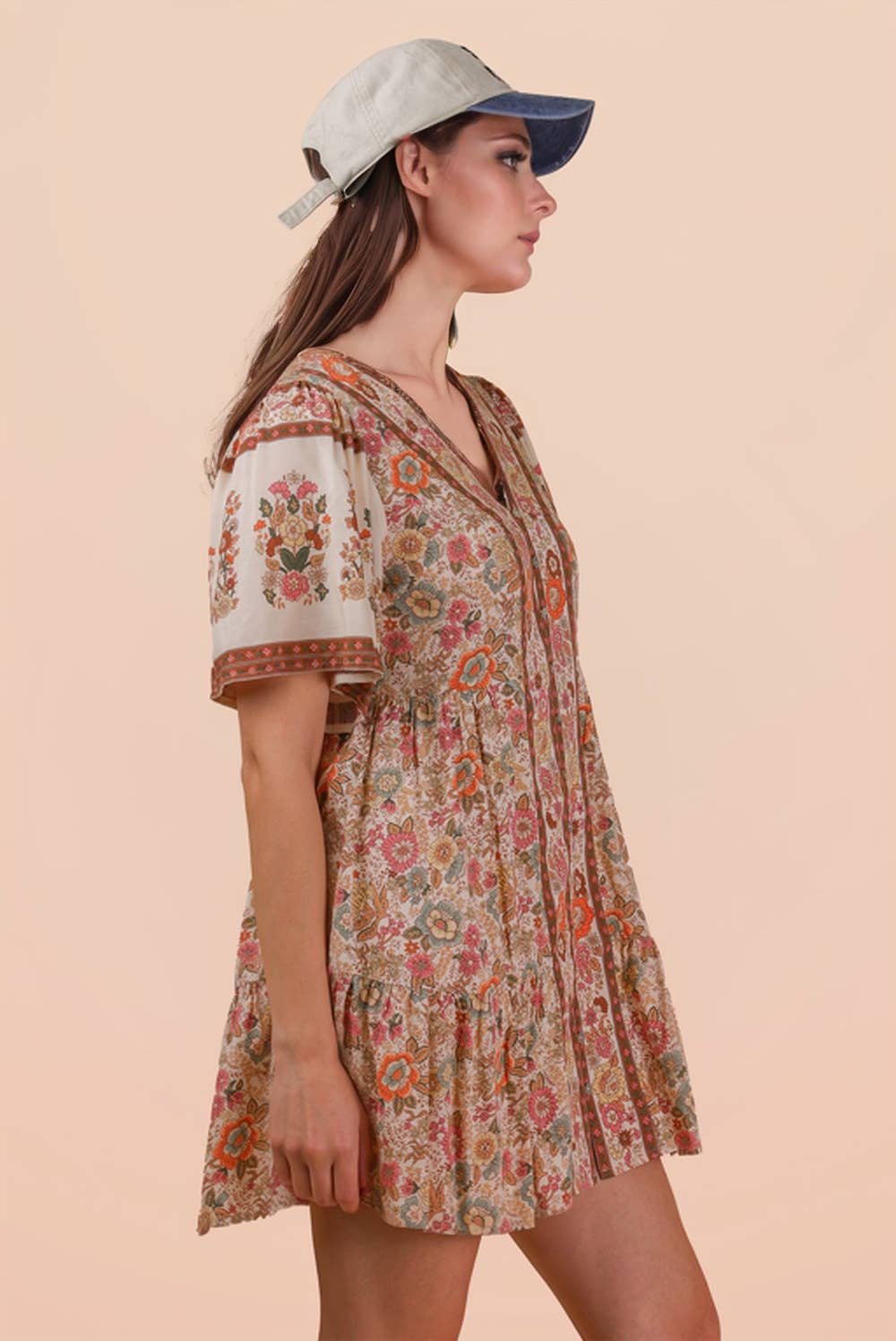 Shirring Woven Mini Dress