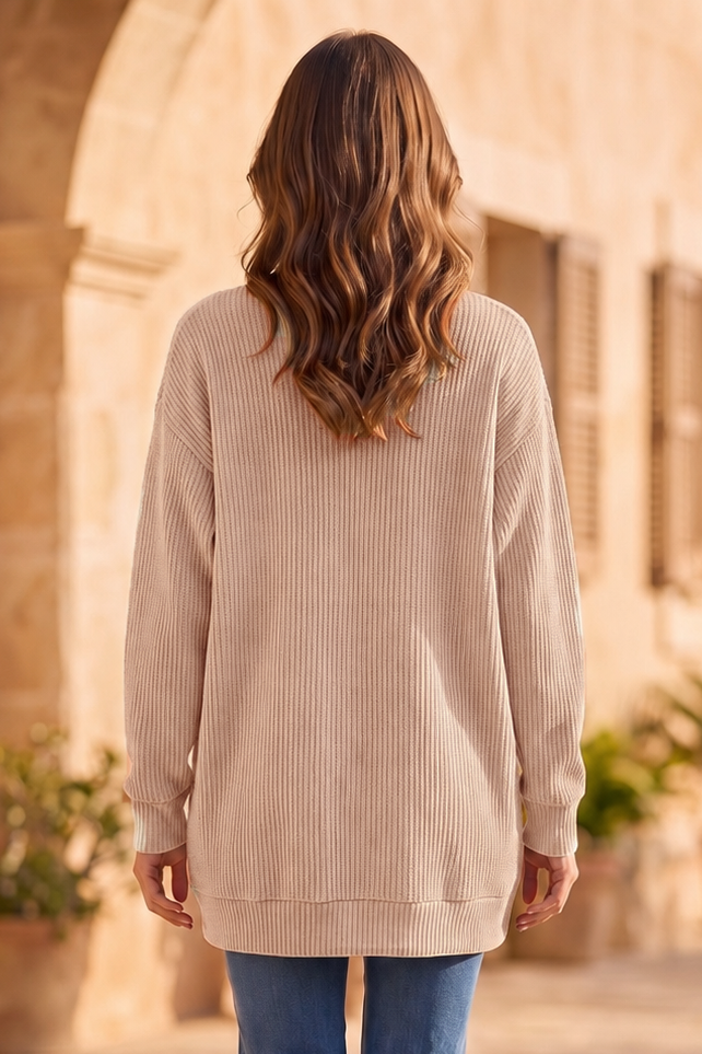 Curly Rib Relaxed Front Pocket Cardigan
