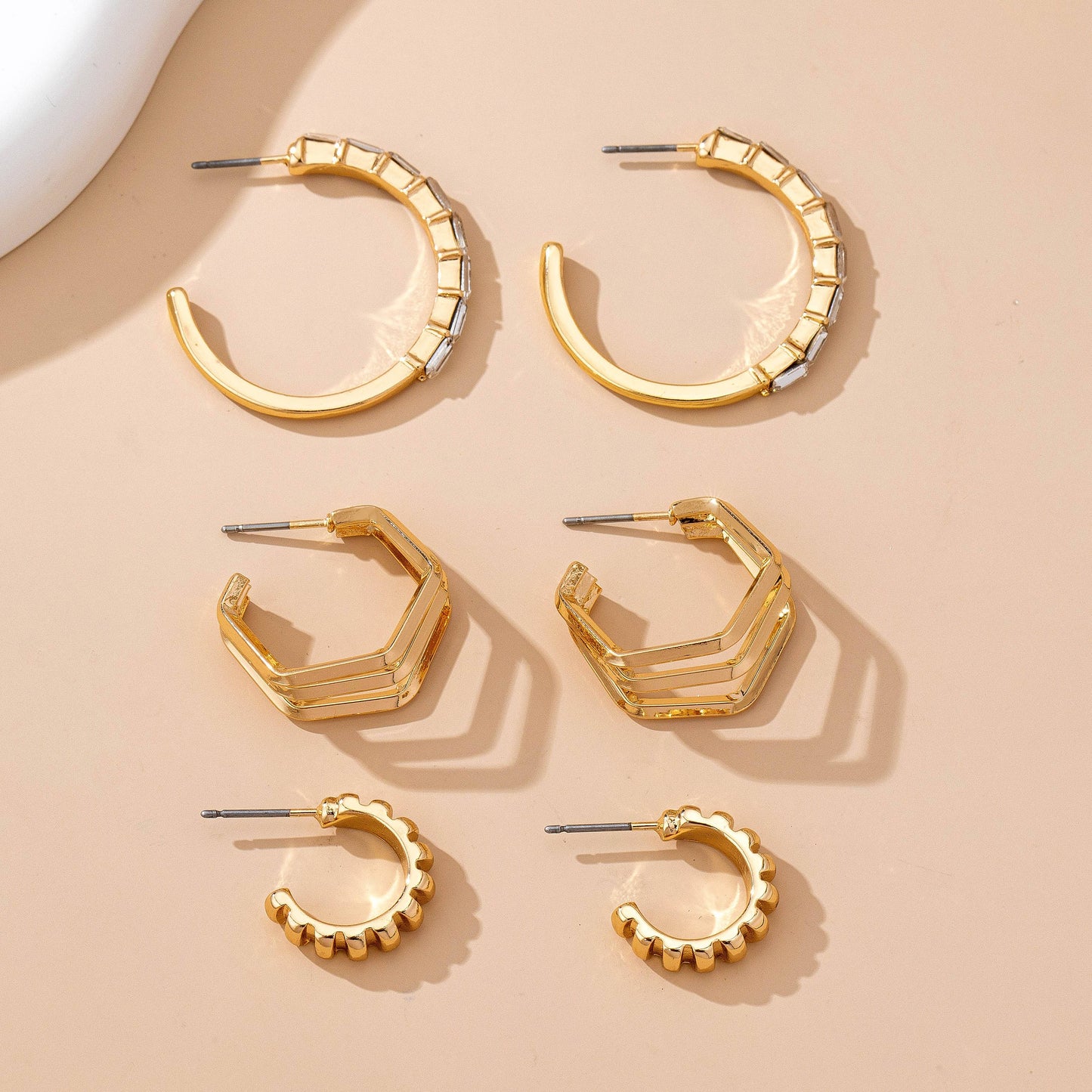 Baguette Stone Hoop, Geo Hoop Earrings