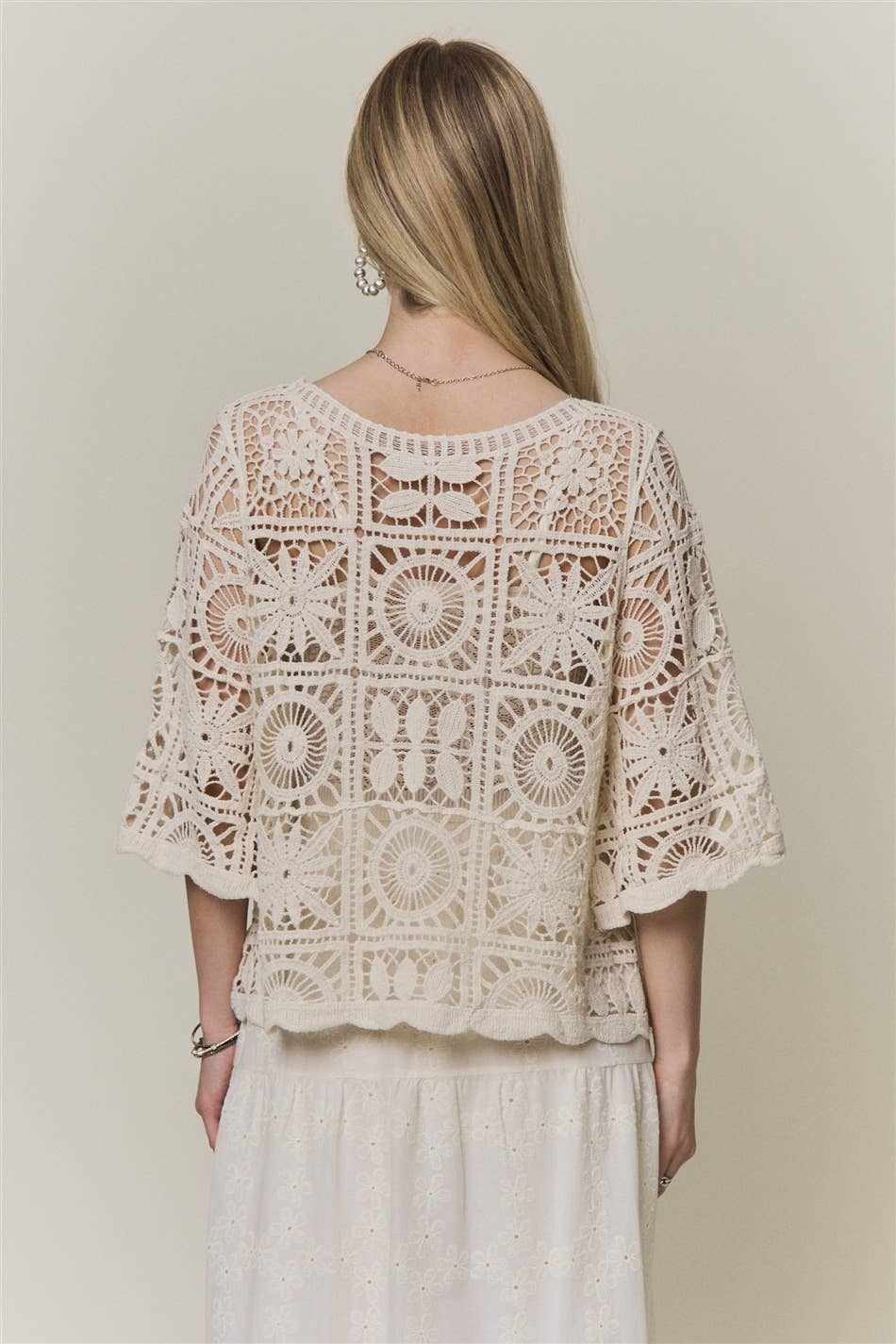 OPEN-KNIT SQUARE CROCHET TOP