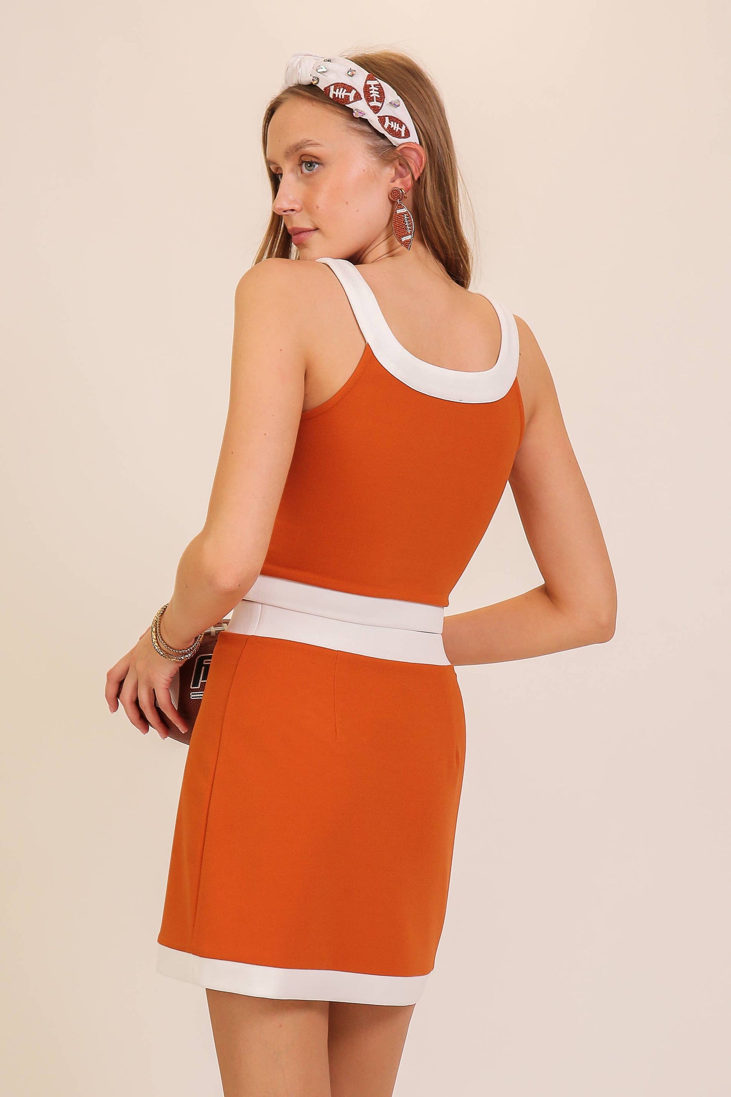 Game Day Retro Contrast Trim Two-Piece Skirt Set