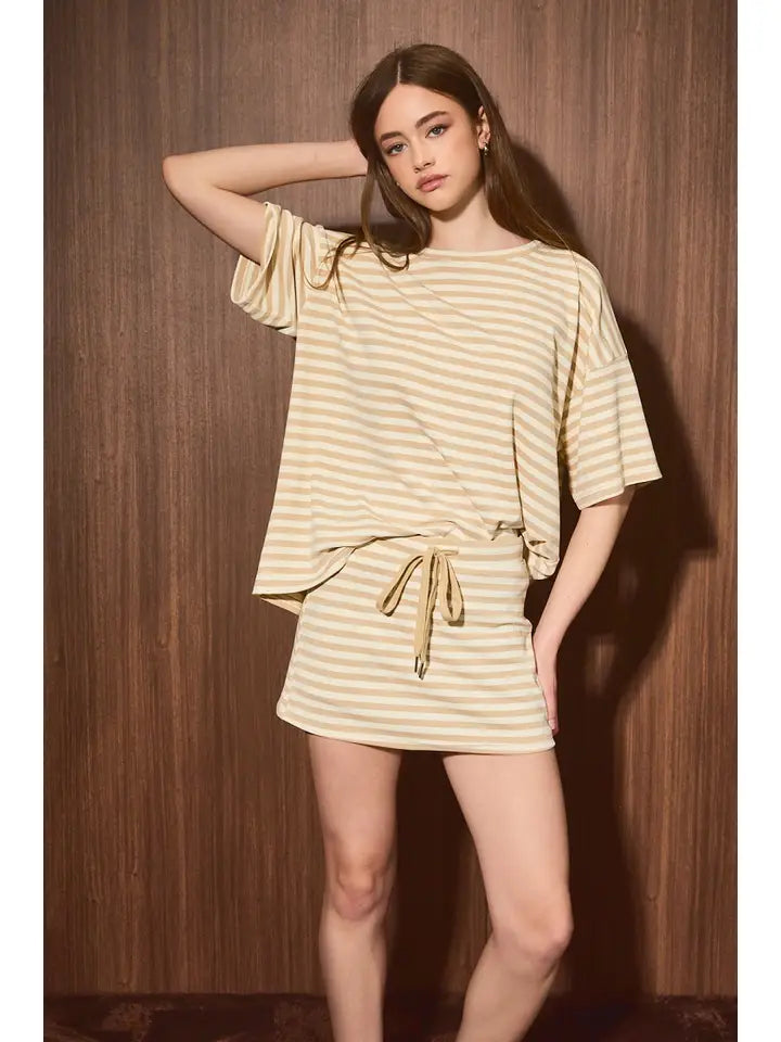 Oversized Striped Short Sleeve T-Shirt