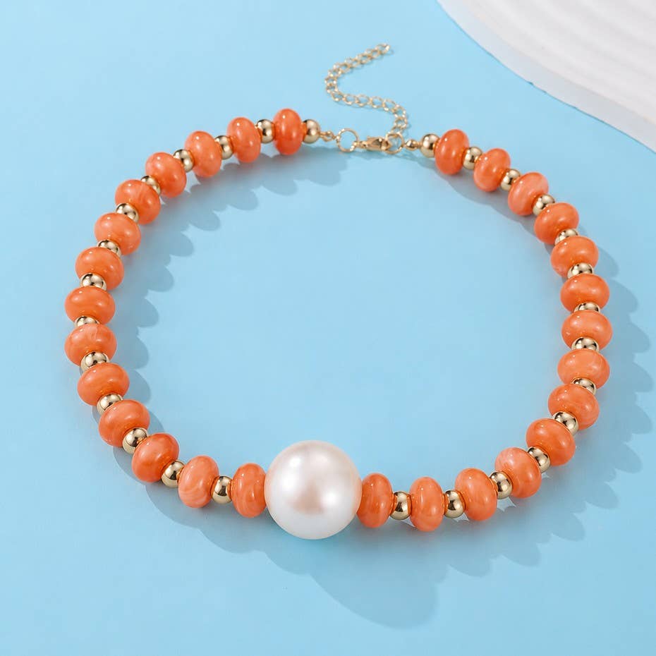 Pearl Pendant Resin Beaded Necklaces