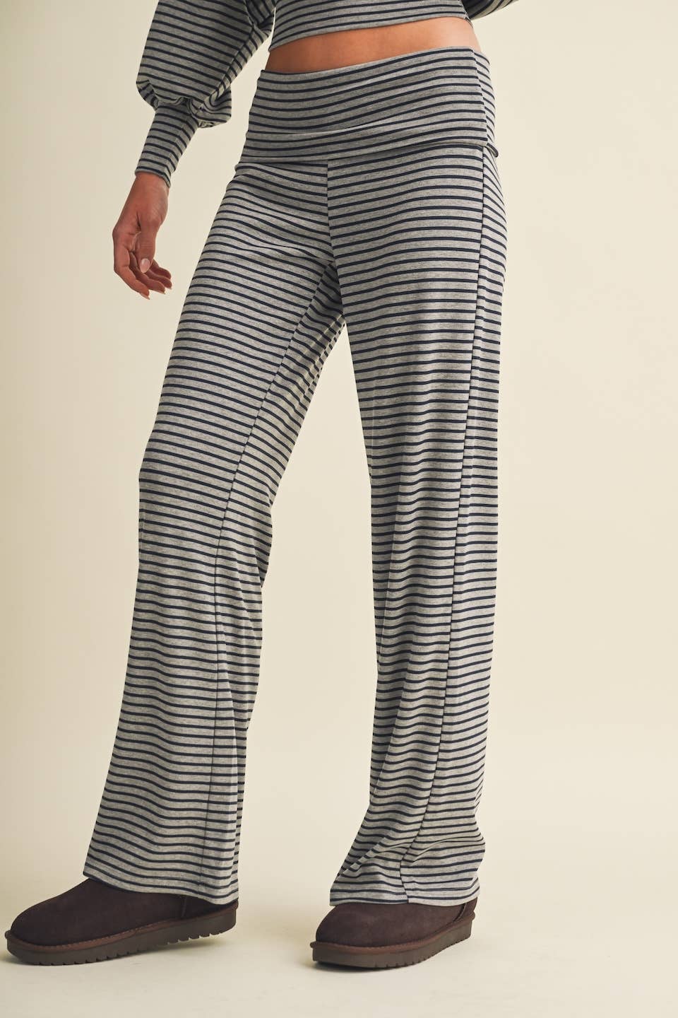 Striped Relaxed Foldover Pants