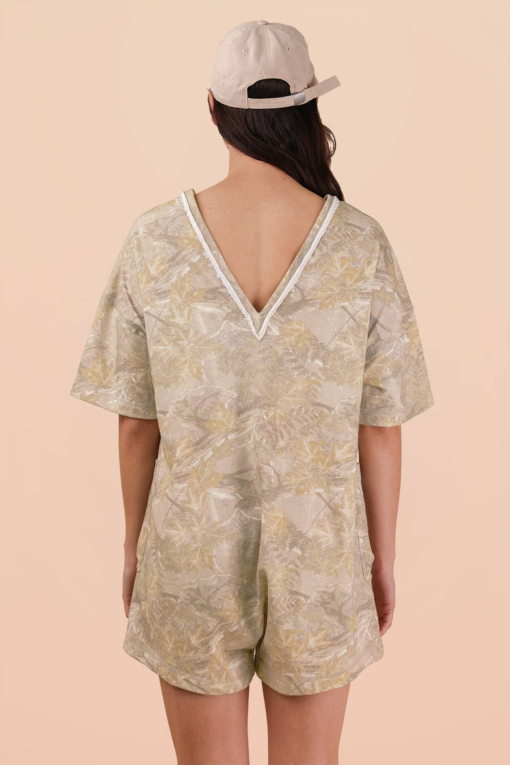 Camo Print Knit Casual Romper