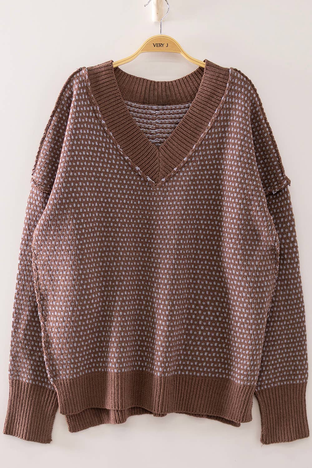 Contrast Stitch Reversible V-Neck Sweater